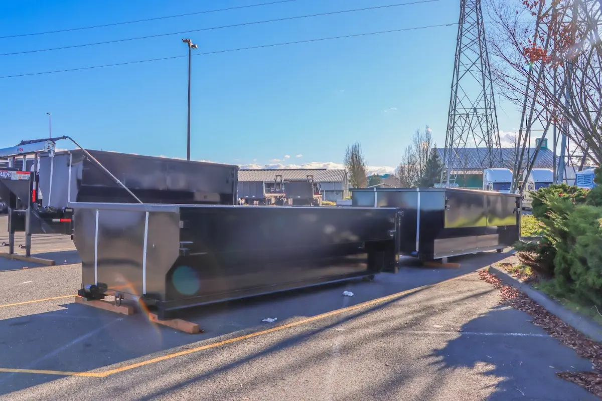 Roll-off dumpster ready for waste disposal at job site for Construction Dumpster Rental in Broadlands